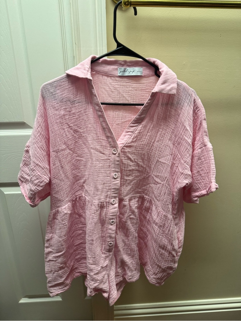 Light Pink Petal and Pup Nordstrom Button-Collared Romper